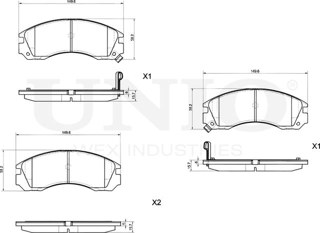 Колодки тормозные дисковые, комплект (Unio). Артикул BRP-20464