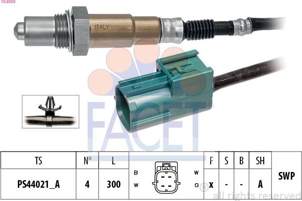 Лямбда-зонд (кислородный датчик) Facet Made in Italy - OE Equivalent. Артикул 10.8303