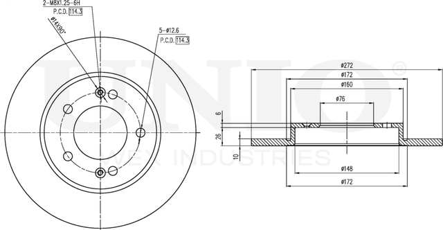 Диск тормозной (Unio). Артикул BRD-20216