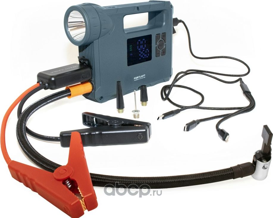 JS002 Пуско-зарядное устройство 10000 mAh с воздушным компрессором (Fortluft). Артикул JS002