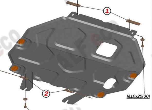 Защита алюминиевая "Alfeco" для картера и КПП Mitsubishi Eclipse Cross 2018-2026. Артикул ALF.14.31 AL4
