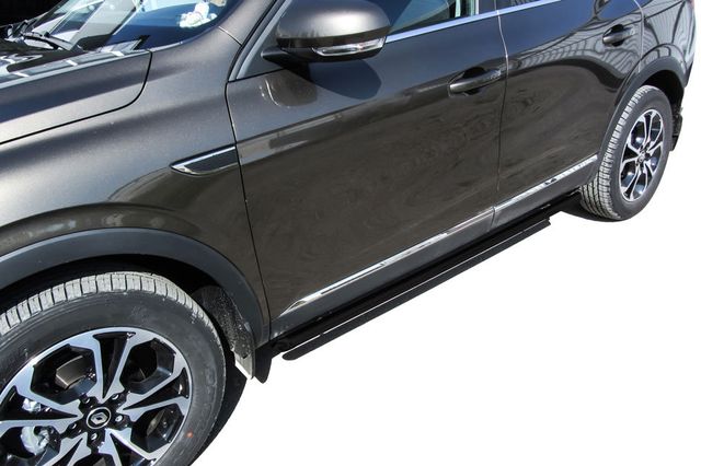 Защита Slitkoff порогов D42 труба черная для Renault Arkana 2019-2026. Артикул RAR4WD004B