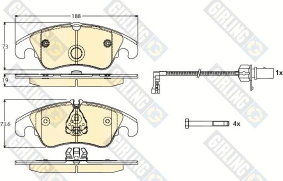 Тормозные колодки Girling передние для Audi SQ5 I (8R) 2012-2015. Артикул 6117681