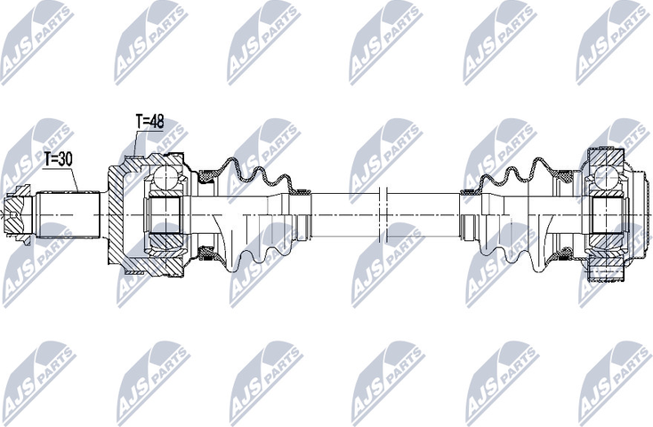 Полуось (привод в сборе, приводной вал) NTY для BMW X3 I (E83) 2003-2011. Артикул NPW-BM-107