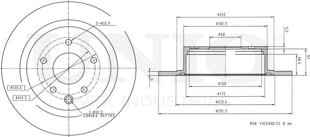 Диск тормозной (Unio). Артикул BRD-20020