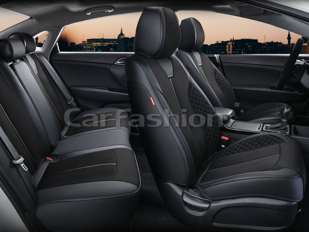 Чехлы универсальные каркасные CarFashion 5D Marshal Plus на сидения авто, цвет Черный/Черный/Черный. Артикул 27282
