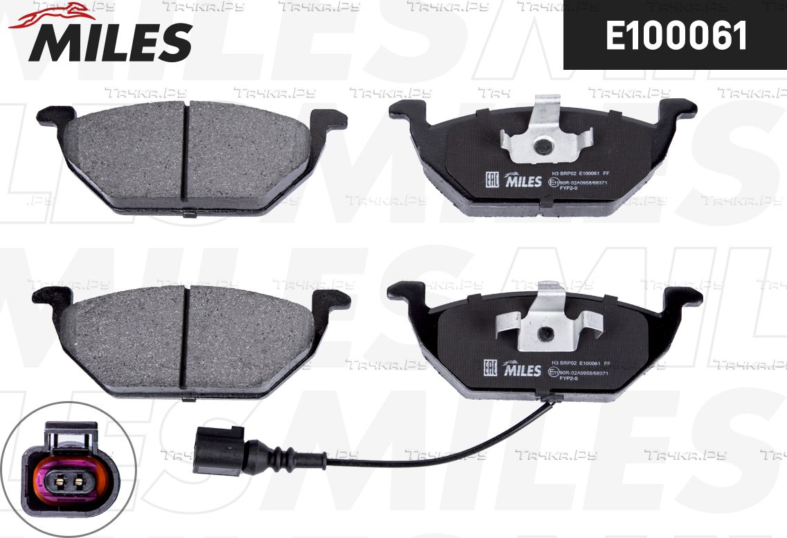 Тормозные колодки Miles (Semi-Metallic) передние для SEAT Toledo III 2004-2009. Артикул E100061