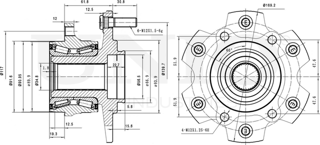 Ступица колеса с интегрированным подшипником (Unio). Артикул HUB-20116