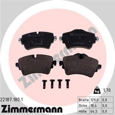 Тормозные колодки Zimmermann передние для MINI Hatch III (F55/F56) 2013-2026. Артикул 22187.180.1
