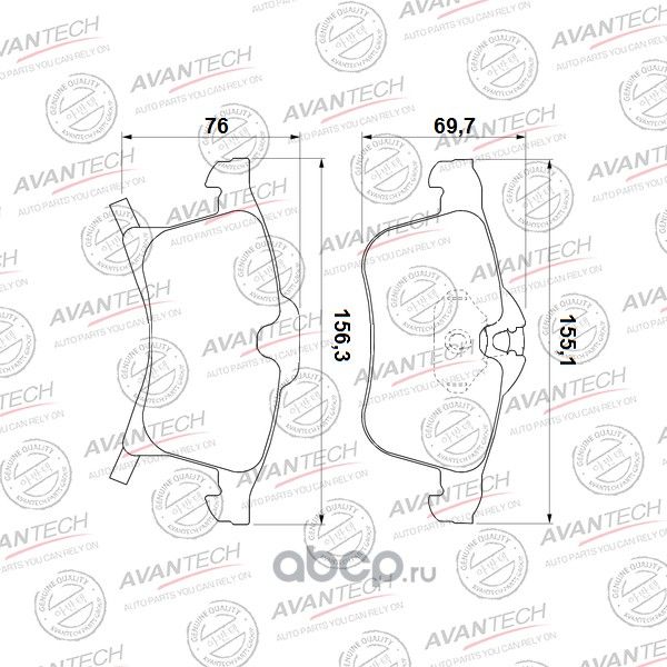 Колодки тормозные дисковые Avantech. Артикул AV1604