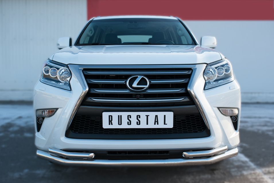 Защита RusStal переднего бампера d63 (секции) d42х2 (уголки) для Lexus GX 460 II 2014-2026. Артикул LGXZ-001839