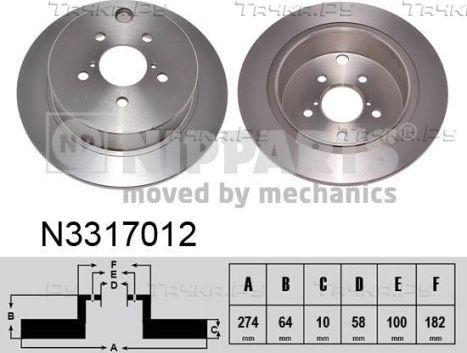 Тормозной диск Nipparts задний для Subaru Forester IV 2013-2018. Артикул N3317012