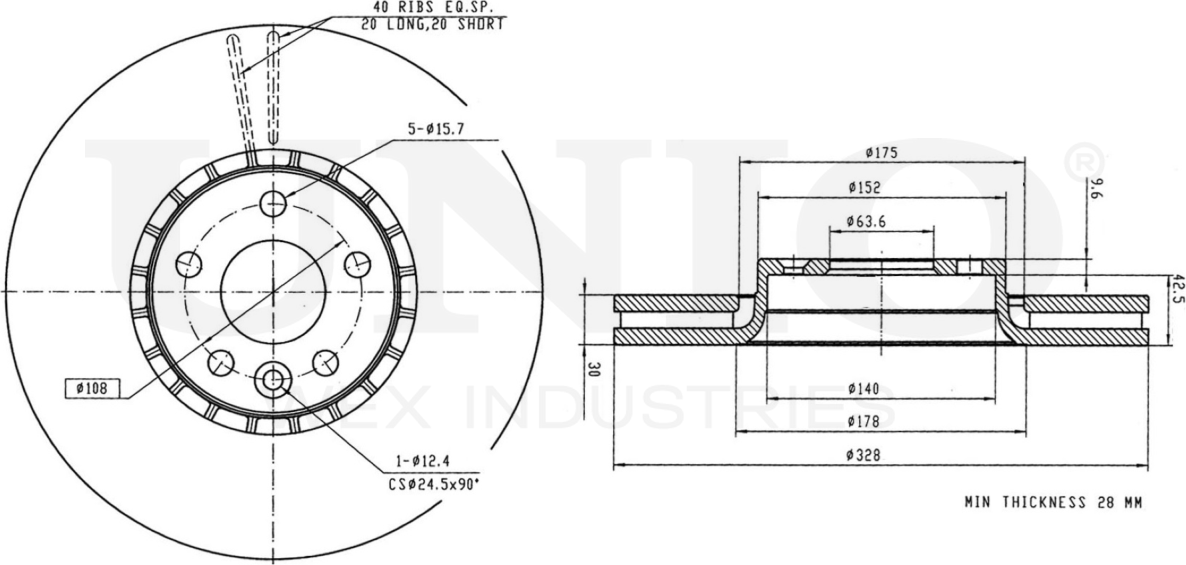 Диск тормозной (Unio). Артикул BRD-20370