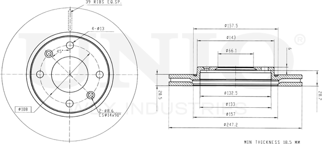 Диск тормозной (Unio). Артикул BRD-20201