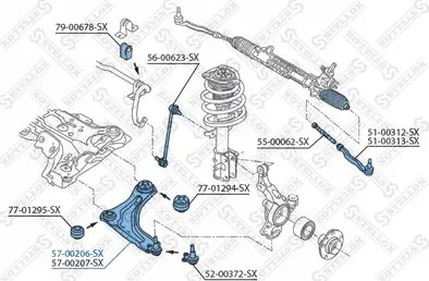 Поперечный рычаг передней подвески Stellox (Листовая сталь). Артикул 57-00206-SX