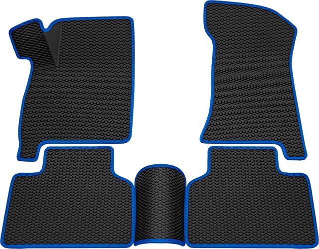Коврики Rezkon 3D EVA ромб резиновые для салона Lada Priora 2170, 2171, 2172 2007-2018 Синий кант. Артикул 9239025103