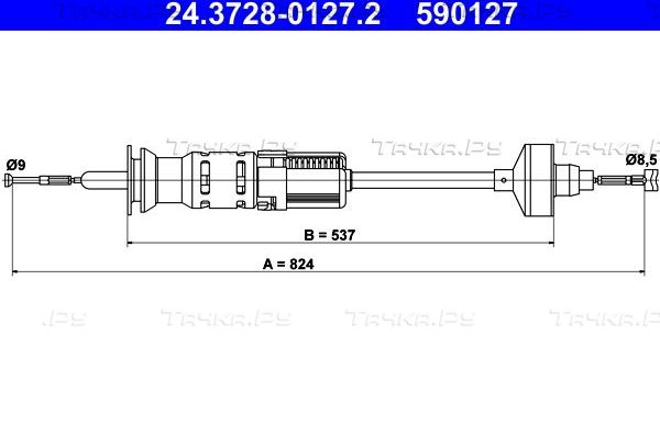 Трос сцепления ATE для Volkswagen Golf III 1991-1999. Артикул 24.3728-0127.2