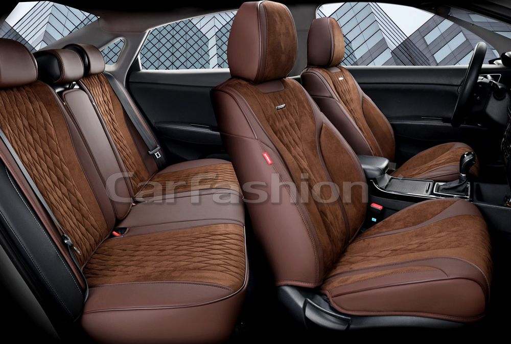 Комплект универсальных каркасных чехлов CarFashion 5D Symbol Plus на сидения авто, цвет Кофе/Кофе/Кофе. Артикул 27255