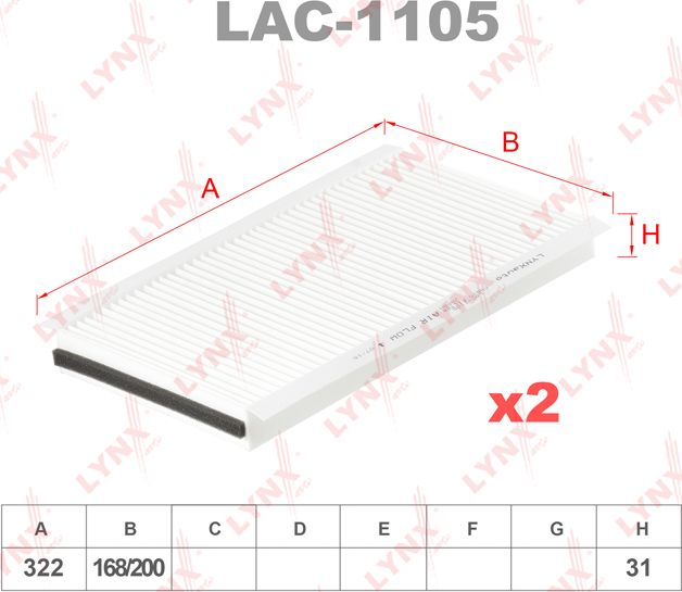 Салонный фильтр LYNXauto. Артикул LAC-1105