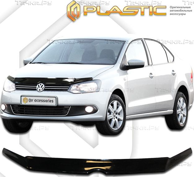 Дефлектор СА Пластик для капота (Classic черный) Volkswagen Polo хэтчбек 5D 2009-2020. Артикул 182144