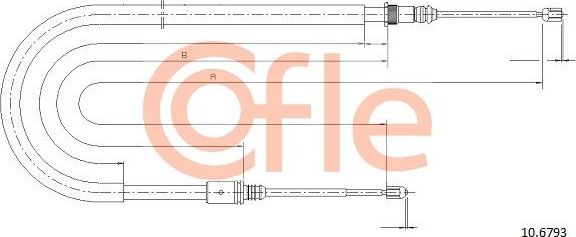 Трос ручника (тросик ручного тормоза) Cofle задний правый/левый для Renault Laguna III 2007-2015. Артикул 92.10.6793