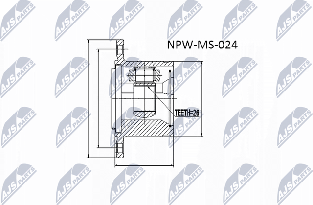 Шрус внутренний (граната) NTY для Mitsubishi L400 1996-2005. Артикул NPW-MS-024