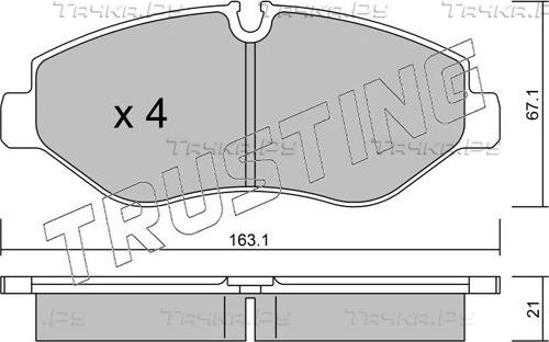 Тормозные колодки Trusting передние для Mercedes-Benz V-Класс II 2014-2026. Артикул 687.0