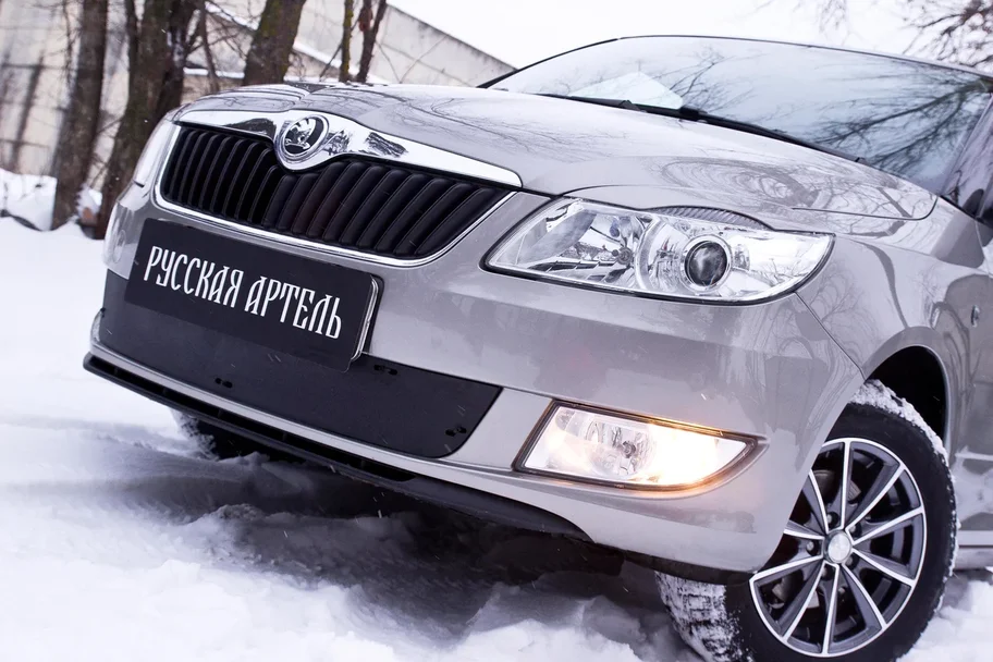 Защитная сетка и заглушка Русская Артель переднего бампера для Skoda Fabia II 2010-2014. Артикул SBSF2-046702