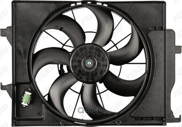 Электровентилятор охлаждения с Кожухом с резистором для Hyundai Solaris II (17-)/Kia Rio (17-) (Fehu). Артикул ffc1102h