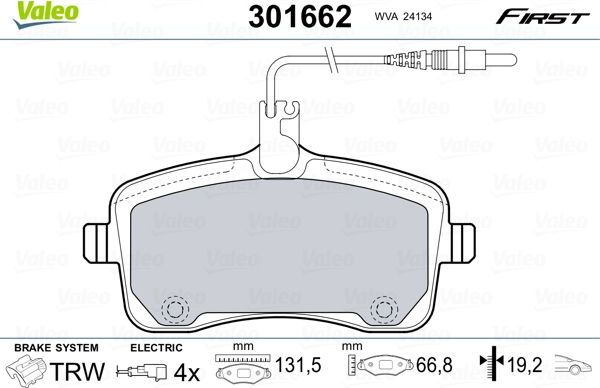 Тормозные колодки Valeo First. Артикул 301662