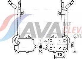 Радиатор масляный (маслоохладитель) для двигателя AVA (алюминий). Артикул VN3389
