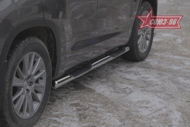 Пороги Союз-96 с проступями d76 для Toyota Highlander III 2014-2016. Артикул AFECOTOHR1963