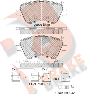 Тормозные колодки R Brake. Артикул RB2108