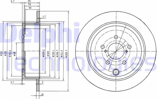 Тормозной диск Delphi задний для Subaru Forester III 2008-2013. Артикул BG4158