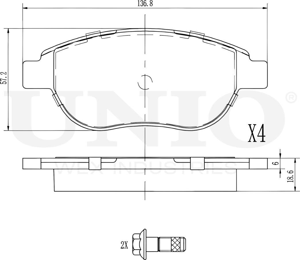 Колодки тормозные дисковые, комплект (Unio). Артикул BRP-20186