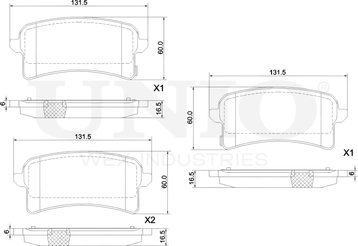 Колодки тормозные диск. задние Haval H9 16-, Changan Hunter 19- (Unio). Артикул BRP-20089