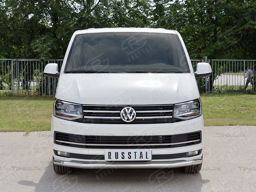 Защита RusStal переднего бампера d63 секция для Volkswagen Caravelle T6 (короткая база) 2015-2019. Артикул VCTZ-002311