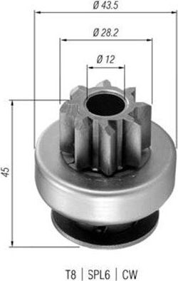 Бендикс стартера Magneti Marelli. Артикул 940113020362