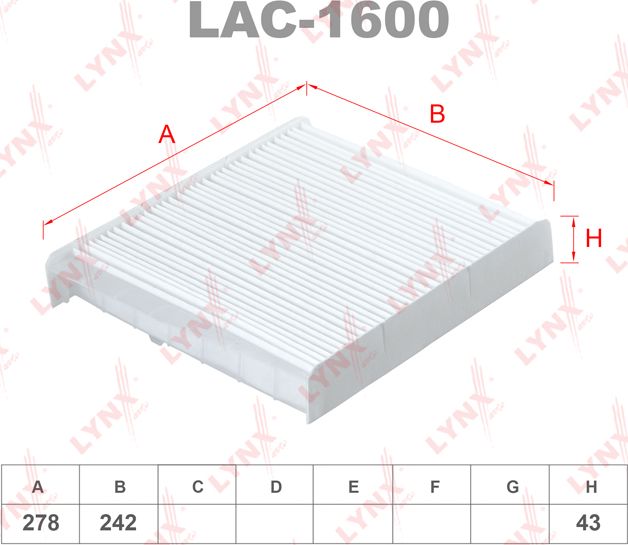 Салонный фильтр LYNXauto. Артикул LAC-1600