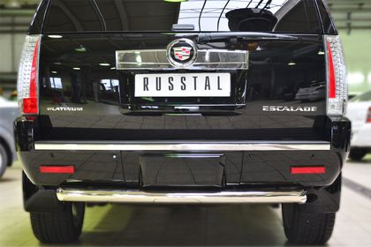 Декоративная защита RusStal заднего бампера d63 (дуга) для Cadillac Escalade III 2007-2014. Артикул KEZ-001689