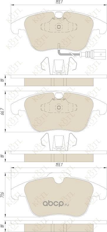 Колодки тормозные дисковые передние к-т AUDI Q3 11-/VW SHARAN 10-/TIGUAN 07- (Kotl). Артикул 1762kt