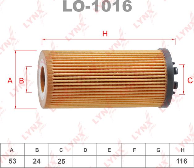 Масляный фильтр LYNXauto для MINI Cabrio III (F57) 2014-2026. Артикул LO-1016