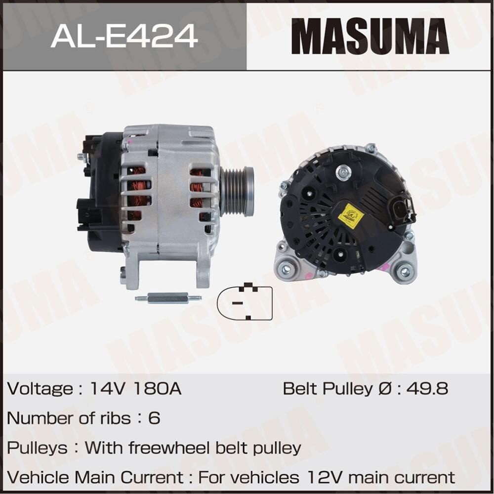 Генератор MASUMA, AUDI / CMBA, CXSA, CPTA (14V/180A). Артикул ALE424