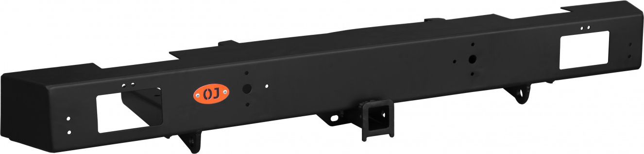 Бампер силовой OJ задний (проёмы под штатные фонари, упоры под реечный домкрат, буксирные проушины, кронштейн 50х50) для УАЗ Hunter 2003-2026. Артикул 03.412.10