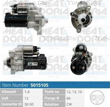 Стартер Meat & Doria для Peugeot 206 1998-2012. Артикул 5015105