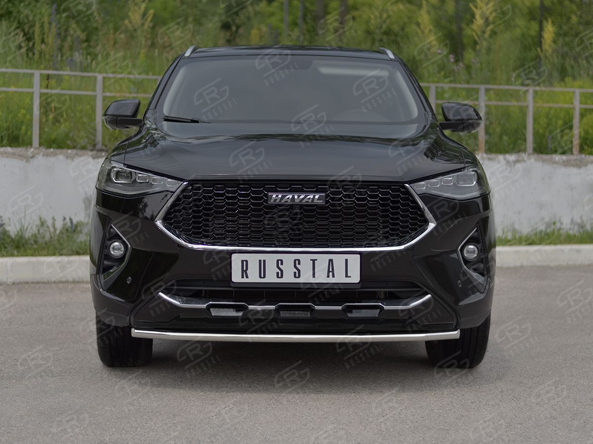 Защита RusStal переднего бампера d42 секции для Haval F7x 1.5 4WD 2019-2022. Артикул HF7XZ-003833