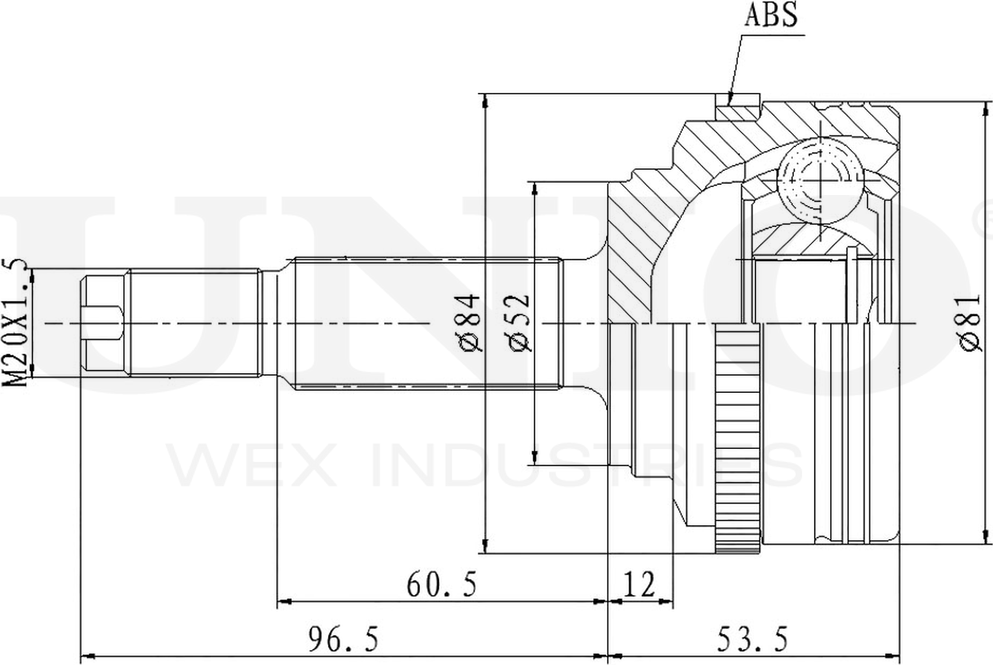 ШРУС наружный (Unio). Артикул CVJ-20023