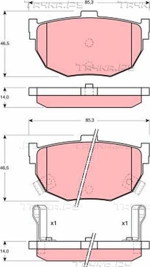 Тормозные колодки TRW задние для Hyundai Coupe I (RD) 1996-2002. Артикул GDB1010