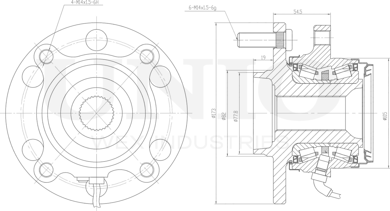 Ступица колеса с интегрированным подшипником (Unio). Артикул HUB-20237