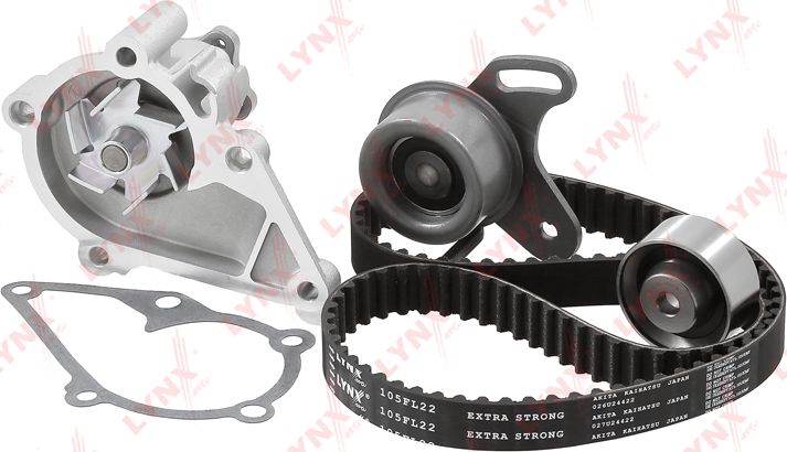 Помпа (водяной насос) с комплектом ремня ГРМ LYNXauto. Артикул PW-1225